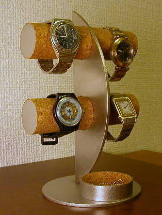 誕生日プレゼントに アクセサリースタンド 三日月ムーン腕時計ディスプレイスタンド 丸トレイバージョン [2]