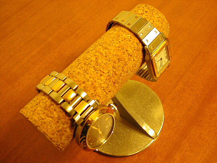 誕生日プレゼントに　ウォッチスタンド　丸パイプコルク貼り小粒な腕時計スタンド