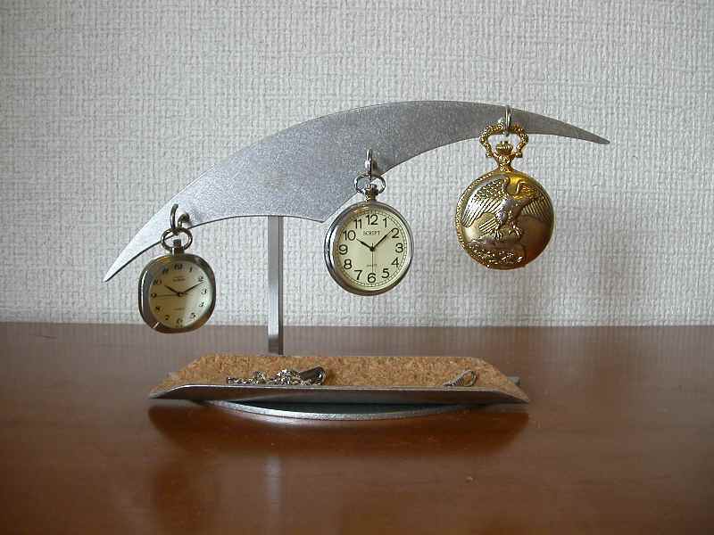 懐中時計　スタンド　ロングハーフパイプトレイ3本掛け懐中時計スタンド