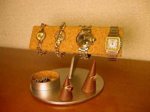 腕時計スタンド　時計スタンド　腕時計収納　半円腕時計スタンドダブル丸トレイ＆リングスタンド