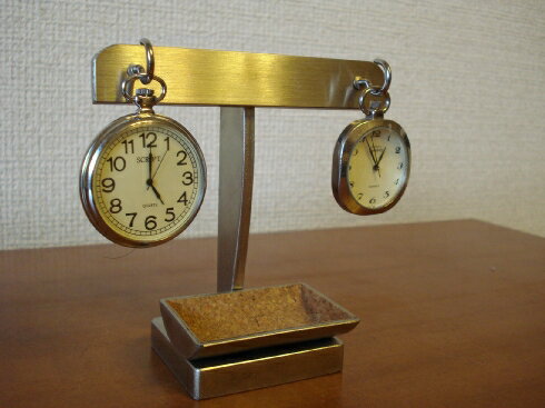 懐中時計　収納　2本掛け懐中時計スタンド　小さい小物入れ付き　CK18