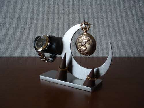 時計スタンド 送料無料腕時計 懐中時計 ダブルリングスタンド付きアクセサリー収納スタンド WKR1