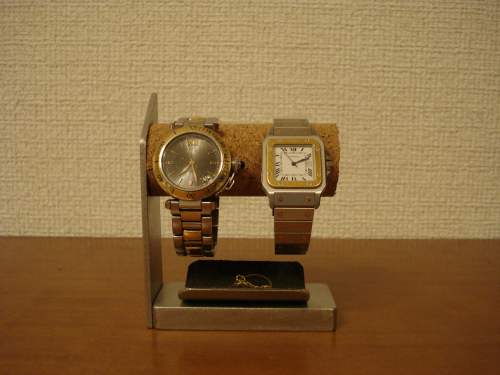 父の日　腕時計スタンド　女性用2本掛け腕時計スタンド　ブラックトレイ付き