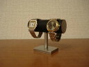 ウオッチスタンド　時計スタンド　腕時計スタンド　名入れ　ラッピング　誕生日プレゼント　ウォッチ収納　角台座2本掛け腕時計スタンド　ブラック　WSD6112