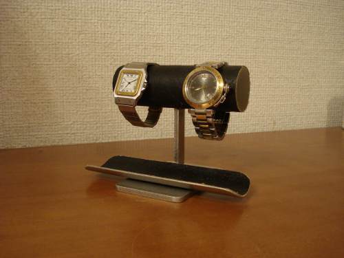 父の日に　腕時計スタンド　送料無料ブラック2本掛けウォッチ収納ケーススタンド　BW88