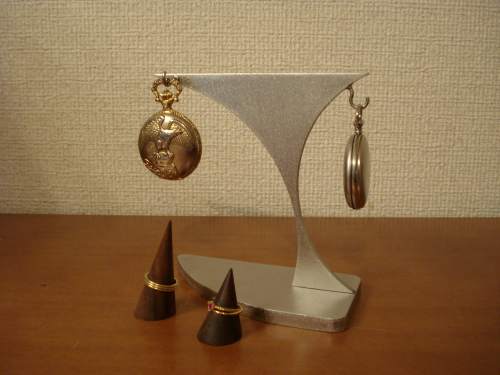 懐中時計 スタンド 2本掛けあっち向きこっち向き懐中時計スタンド ダブルリングスタンド [2]