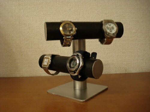 時計スタンド　ウオッチスタンド おしゃれ　ウオッチスタンド 高級　ウオッチスタンド 2本用　腕時計スタンド　腕時計スタンド 自作　腕時計展示台　腕時計　腕時計収納　腕時計 飾る　名入れ　ラッピング　刻印　飾る向きを変えれるブラック手動式腕時計スタンド