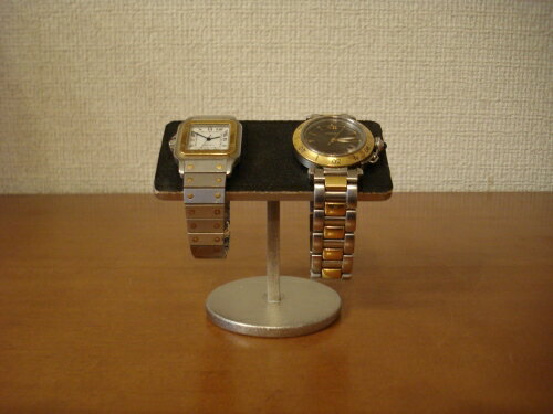 プレゼントに　時計収納　2本掛けブラックステンレスバー腕時計スタンド