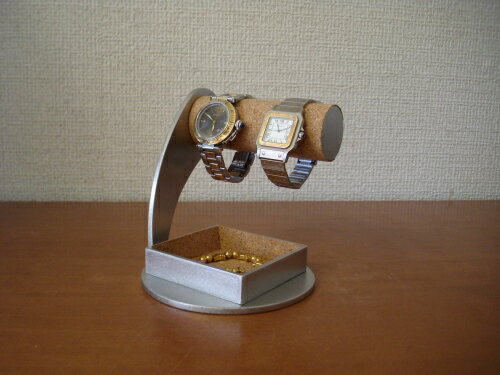 誕生日プレゼントに　腕時計スタンド　丸台座超デカイ角トレイ腕時計スタンド　スタンダード