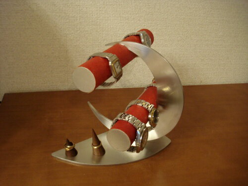 ウオッチスタンド　腕時計スタンド　腕時計スタンド 高級　カスタマイズ　オーダーメイド　腕時計スタンド おしゃれ　ラッピング　名入れ　三日月腕時計、リングアクセサリースタンド　RAK665