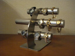 腕時計スタンド　上段、中段は男性用、最下段は女性用14本掛け反り返るデザインステンレス腕時計スタンド　RAK4977