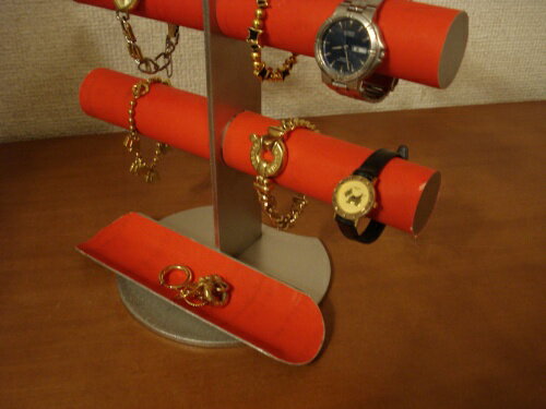 クリスマス 腕時計 スタンド 誕生日プレゼント 新婚祝い 時計 スタンド ウォッチスタンド クリスマス ハロウイン 腕時計ラック 腕時計収納 腕時計飾る 腕時計を飾る アクセサリースタンド レッド12本掛けロングトレイ腕時計スタンド RAK419 [3]