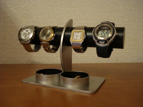 腕時計スタンド　ウオッチスタンド　時計スタンド　ブラックダブル丸トレイハーフムーン4本掛け腕時計スタンド　RAK729