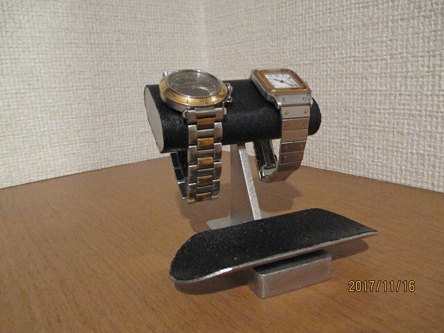クリスマスに！腕時計スタンド　新作　チビ助腕時計スタンドブラック　だ円バージョン