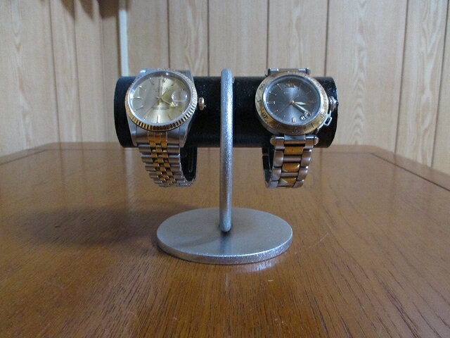 新作　腕時計スタンド　リング支柱2本掛け腕時計スタンド　ブラック
