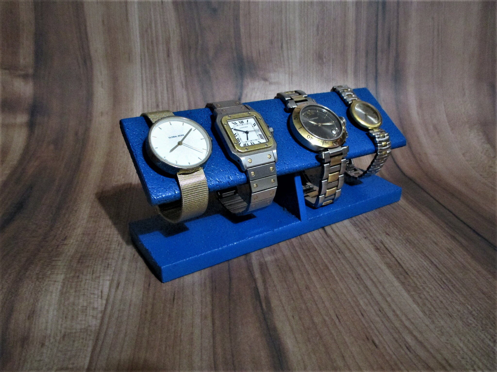 時計スタンド 腕時計 スタンド 誕生日プレゼント 新婚祝い 時計 スタンド ウォッチスタンド クリスマス ハロウイン 腕時計ラック 腕時計収納　オールブルー4本掛けコルク腕時計スタンド