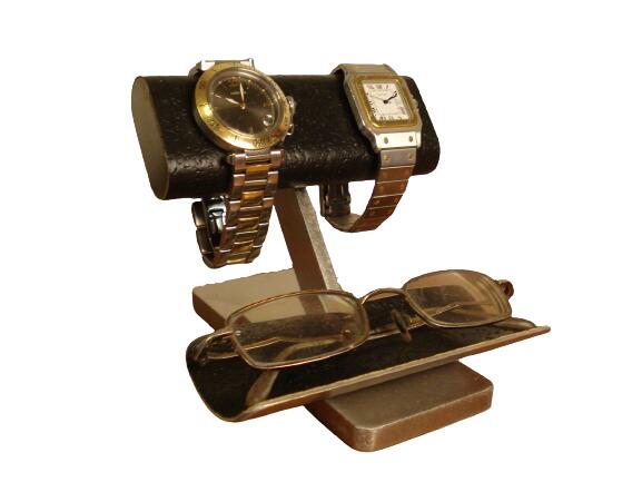 ウォッチスタンド　眼鏡スタンド　時計スタンド　 腕時計 スタンド　 誕生日プレゼント　 新婚祝い　 時計 スタンド 　 ウォッチスタンド　 腕時計ラック　 腕時計収納 　腕時計飾る　 腕時計を飾る　だ円パイプブラックコルク2本掛け腕時計スタンド
