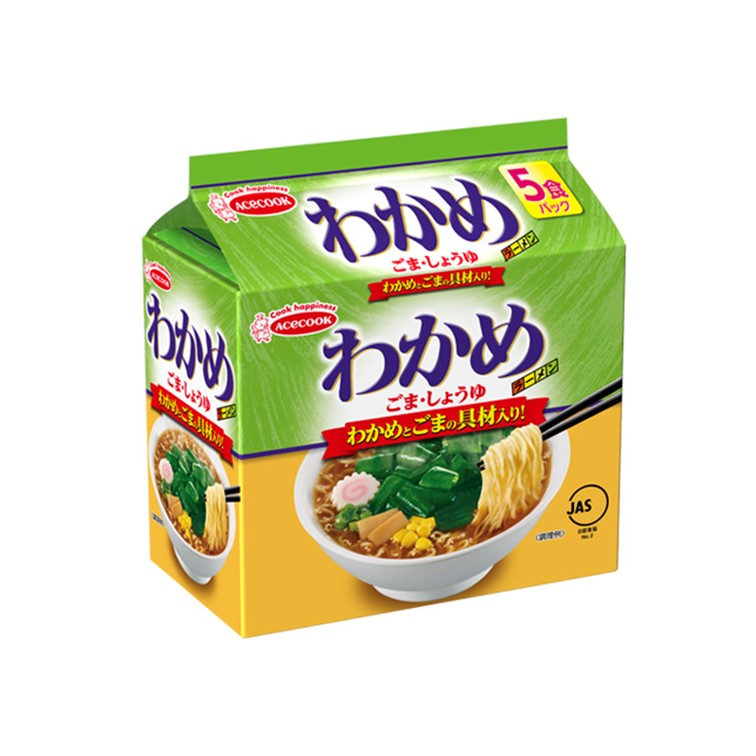 【6個セット】（袋）わかめラーメンごま・しょうゆ5食パック440g【同梱不可】