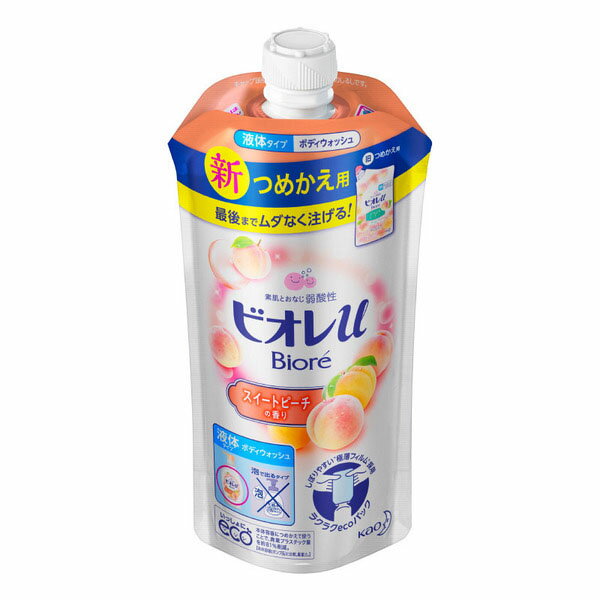 【ビオレu ボディウォッシュ スイートピーチの香り つめかえ用の商品詳細】 ●家族みんな、すべすべ健康素肌に ●一人ひとりに合わせる洗浄力コントロール処方 ●肌への刺激の一因となる汚れを落として肌本来のうるおいは守って洗う技術「SPT」採用...