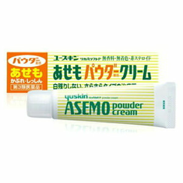 【医薬品の使用期限】 使用期限120日以上の商品を販売しております 商品区分：第三類医薬品 【ユースキン リカAソフトP あせもパウダークリームの商品詳細】 ●さらっとのびの良いクリームが、ばい菌の繁殖を抑え、あせも・かぶれを治します。 ●さらさらパウダー配合。白く粉っぽくならず、のびが良いので、すばやく患部に塗ることができます。 ●本剤にステロイドは配合されていません。 【効能 効果】 ・あせも、かぶれ、しっしん、皮ふ炎、かゆみ、ただれ、じんましん 【使用方法】 ・患部を清潔にしてから、1日数回適量を塗布してください。 【成分】 (1g中) ジフェンヒドラミン・・・10mg グリチルレチン酸・・・5mg イソプロピルメチルフェノール・・・5mg 酸化亜鉛・・・50mg 添加物として、グリセリン、1.3-ブチレングリコール、ジメチルポリシロキサン、キサンタンガム、ステアリン酸、イソステアリン酸、パルミチン酸セチル、ミリスチン酸イソプロピル、ベヘニルアルコール、ステアリルアルコール、ポリソルベート60、自己乳化型モノステアリン酸グリセリン、ポリオキシエチレン硬化ヒマシ油20、パラベン 【注意事項】 ★使用法に関連する注意 ・定められた使用法を守ること。 ・小児に使用させる場合には、保護者の指導監督のもとに使用させること。なお、使用開始の目安は、生後3ヶ月以上です。 ・目に入らないように注意すること。万一、目に入った場合には、すぐに水又はぬるま湯で洗うこと。なお、症状が重い場合には、眼科医の診断を受けること。 ・本剤は外用のみに使用し、内服しないこと。 ・小児が誤って口にした場合には、まず、口の中をふき取ること。しばらく様子をみて異常がある場合には、医師に相談すること。 ★使用上の注意 (相談すること) ・次の人は使用前に医師、薬剤師又は登録販売者に相談すること。 (1)医師の治療を受けている人 (2)薬などによりアレルギー症状を起こしたことがある人 (3)湿潤やただれのひどい人 ・使用後、次の症状があらわれた場合は副作用の可能性があるので、直ちに使用を中止し、この説明書を持って医師、薬剤師又は登録販売者に相談すること。 関係部位・・・皮膚 症状・・・発疹・発赤、かゆみ、はれ ・5〜6日間使用しても症状がよくならない場合は使用を中止し、この説明書を持って医師、薬剤師又は登録販売者に相談すること。 ★保管及び取扱い上の注意 ・小児の手の届かない所に保管すること。 ・直射日光をさけ、なるべく涼しいところにキャップをきちんと閉めて保管すること。 ・他の容器に入れ替えないこと。(誤用の原因になったり品質が変わることがある) 【医薬品販売について】 1.医薬品については、ギフトのご注文はお受けできません。 2.医薬品の同一商品のご注文は、数量制限をさせていただいております。ご注文いただいた数量が、当社規定の制限を越えた場合には、薬剤師、登録販売者からご使用状況確認の連絡をさせていただきます。予めご了承ください。 3.効能・効果、成分内容等をご確認いただくようお願いします。 4.ご使用にあたっては、用法・用量を必ず、ご確認ください。 5.医薬品のご使用については、商品の箱に記載または箱の中に添付されている「使用上の注意」を必ずお読みください。 6.アレルギー体質の方、妊娠中の方等は、かかりつけの医師にご相談の上、ご購入ください。 7.医薬品の使用等に関するお問い合わせは、当社薬剤師がお受けいたします。 【原産国】 日本 【発売元、製造元、輸入元又は販売元】 ユースキン製薬 リニューアルに伴い、パッケージ・内容等予告なく変更する場合がございます。予めご了承ください。 ユースキン製薬 210-0014 神奈川県川崎市川崎区貝塚1-1-11 0120-22-1413