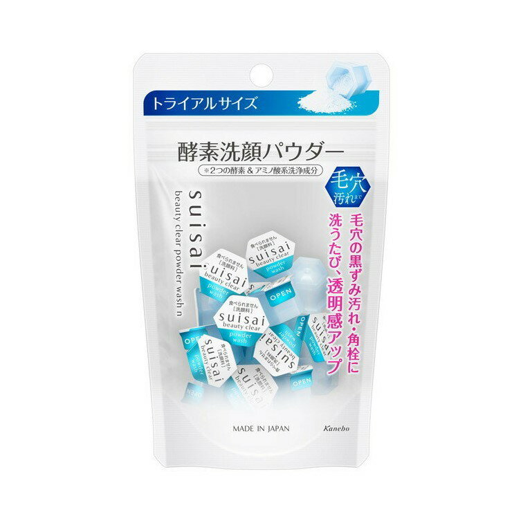 商品詳細毛穴の黒ずみ汚れ・角栓・ザラつき・古い角質を、うるおいを守りながら取り去って、つるつるすべすべな素肌に。洗うたび透明感アップ酵素洗顔パウダー●お肌を洗浄し、ニキビを防ぎます。●洗顔後に使う化粧水がなじみやすい、なめらかな肌状態に整えます。※洗浄成分：タンパク分解酵素（プロテアーゼ）、皮脂分解酵素（リパーゼ）、アミノ酸系洗浄成分（ラウロイルグルタミン酸Na、ミリストイルグルタミン酸Na）●アクアモイスチャー成分（保湿）：アクアグルコシド（エチルグルコシド）、ヒアルロン酸Na成分・分量・用法成分・分量【成分】タルク、ココイルイセチオン酸Na、オレフィン（C14−16）スルホン酸Na、ラウロイルグルタミン酸Na、ラウリン酸K、ミリストイルグルタミン酸Na、カラギーナン、シルク、メチコン、イソステアリルアルコール、BHT、DPG、エチルグルコシド、乳酸、水酸化K、プロテアーゼ、ヒアルロン酸Na、リパーゼ、メチルパラベン用法及び用量＜ご使用法＞手のひらに1回分（1カプセル）のパウダーをとり少量の水またはぬるま湯でよく泡立てて洗顔します。どちらか一方のシールの先からあけてください。使用上の注意使用上の注意点●傷、はれもの、湿疹等異常のあるところには使用しないでください。●肌に異常が生じていないかよく注意してご使用ください。肌に合わない時や、使用中、赤み、はれ、かゆみ、刺激、色抜け（白斑等）や黒ずみ等の異常が出た時、また日光があたって同じような異常が出た時は使用を中止し、皮フ科医へ相談してください。使い続けると症状が悪化することがあります。●目に入らないように注意し、入った時は、すぐに充分洗い流してください。異常が残る場合は、眼科医に相談してください。●子供や認知症の方などの誤食等を防ぐため、置き場所にご注意ください。その他製品お問い合わせ先株式会社カネボウ化粧品東京都墨田区文花2−1−30120−518−520商品サイズ高さ175mm×幅90mm×奥行き45mm広告文責：株式会社アカカベ電話：072-878-1339