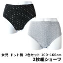 (メール便2セットまで対応可)綿 女児ショーツ2枚組 ドット柄 100-160cmsh31-100/女児/ショーツ/女の子/ジュニア/キッズ/ガールズ