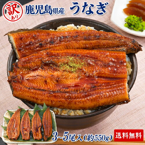 【訳あり】【3尾～5尾】うなぎ セット 国産（鹿児島県産） 鰻蒲焼セット長焼550g（3～5尾 ミックス） 丑の日 冷凍 真空パック お取り寄せ ビール つまみ お酒のあて お中元 ギフト 贈答【あす楽】【送料無料】