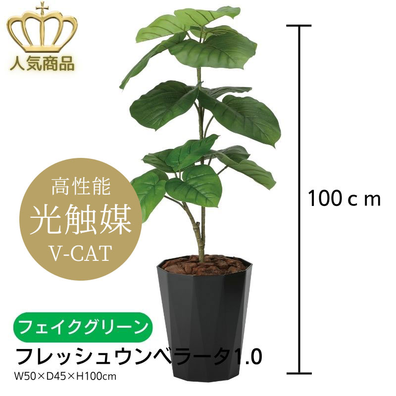 【送料無料】 人工観葉植物 フェイクグリーン フレッシュウンベラータ1.0 2293K180-55 ［ W50×D45×H100cm ］ 光の楽園