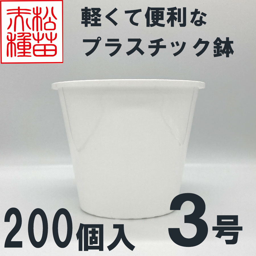 プラスチック鉢 3号 ホワイト 白 200個入 まとめ買い プラ鉢 ヤマトプラスチック