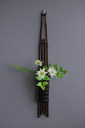 クレマチス　黒竹掛け花（花器変更）（造花）