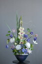 ブルー紫陽花×ホワイトダリア 和風スタイル(造花)