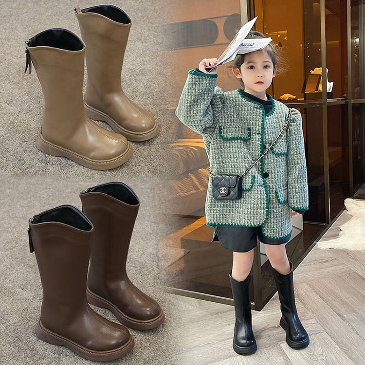 Long Boots - 子供靴 キッズ ブーツ 男の子 女の子 全2色 合皮 ベビー キッズ 赤ちゃん 撥水 防滑 痛くない 防寒 送料無料 おしゃれ ジュニア 防寒 キッズ ガール カジュアル ブラック