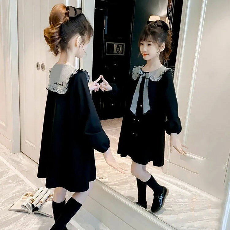 ワンピース キッズ 長袖ワンピース 子供服 女の子 秋 冬 ロングワンピース 蝶結び ...