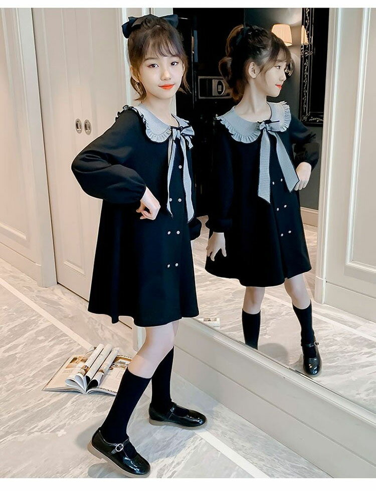 ワンピース キッズ 長袖ワンピース 子供服 女の子 秋 冬 ロングワンピース 蝶結び ...
