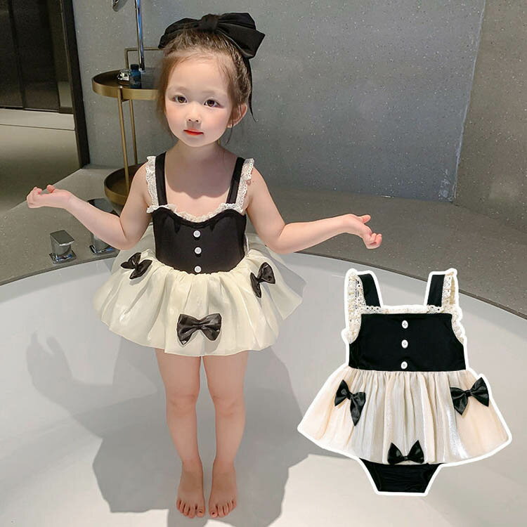 水着 スイムウェア ワンピース水着 ワンピース リボン ボウタイ 子供 キッズ ジュニア 子ども 女の子 ガールズ 紫外線対策 オールインワン サロペット