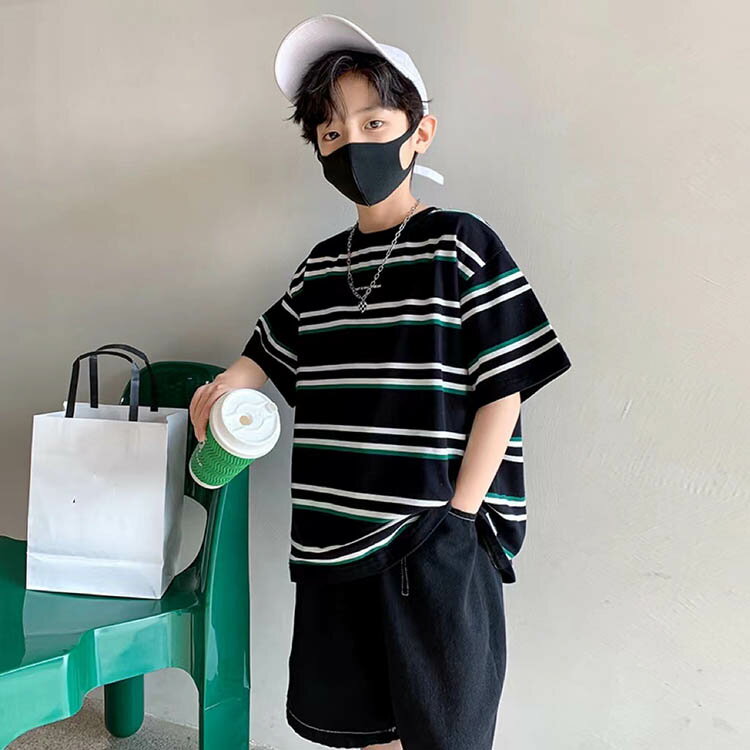 Rakuten - Tシャツ 男の子 女の子 半袖 春夏 子供服 キッズ 子供 こども服 キッズ ジュニア トップス ボーダー柄 80 90 95 100 110 120 130 人気 小学生 かっこいい おしゃれ ゆったり 大きいサイズ 保育園 幼稚園 カジュアル