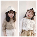 長袖ブラウス 女の子 春 夏 秋 80cm 90cm 100cm 110cm 120cm 130cm ドット柄 フリル 子供服 クールネック シャツ キッズ カジュアル かわいい おしゃれ