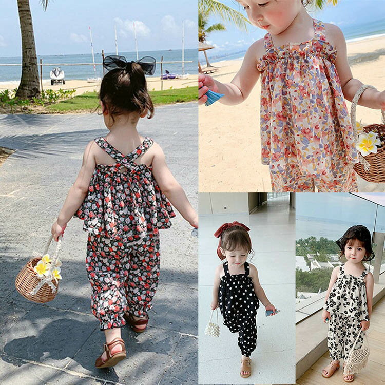セットアップ 夏 子供服 キッズ 上下セット 2点 花柄 旅行 リゾート 女の子 ジュニア 90 100 110 120 130cm おしゃれ かわいい カジュアル ナチュラル