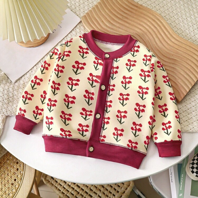 Crew Neck - カーディガン セーター ニット 女の子 男の子 秋 冬 キッズ トップス 長袖 アウター 通学 子供用 子供服 ベーシック おしゃれ 幼稚園 小学校 入学 入園 冠婚葬祭 80 90 100 110 120 130 140cm