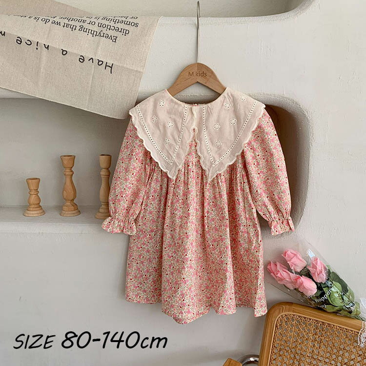 ワンピース 女の子 キッズ ベビー服 赤ちゃん 子供服 花柄 セーラー レース フリル フレア スカート プレゼント ガール ガールズ 通学 お出かけ お洒落 おしゃれ 可愛い 80 90 100 110 120 130cm