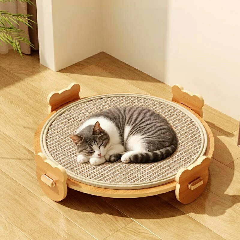 ペットデッキチェア ペットベッド 猫用リクライニングチェア 室内 猫用品 木製 小型犬 サイザル麻 爪とぎ キャットハンモック おしゃれ 猫ベッド ペット寝具 猫用 可愛い 猫家具 ベッドフレーム 夏用 自然素材 ペット用品 耐噛み 通気性いい ひんやり 楽しみ 送料無料