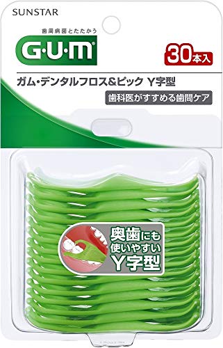 《セット販売》　サンスター ガム デンタルフロス＆ピック Y字型 (30本)×6個セット GUM 歯間清掃用品