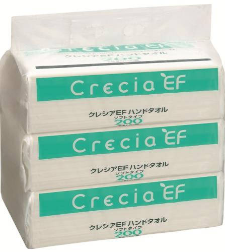 日本製紙クレシア EFハンドタオル ソフトタイプ 2枚重ね ホワイト 200組(400枚) x 3パック