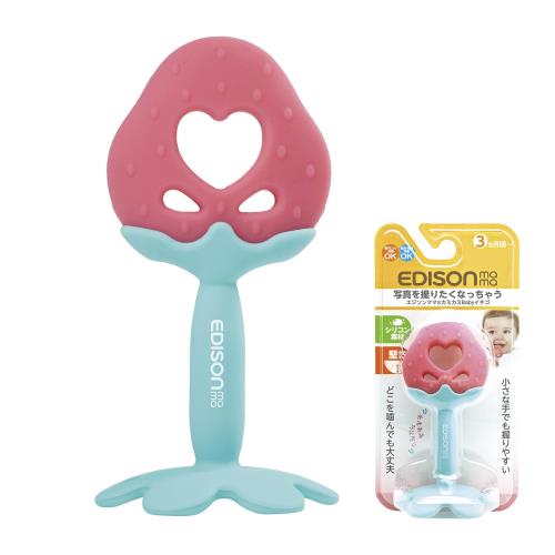 EDISONmama(エジソンママ) カミカミBaby イチゴ 3ヶ月~ 授乳・食事用品 おしゃぶり＆歯がため フルーツ型 シリコン 歯がため やわらかい スタンド式 衛生的