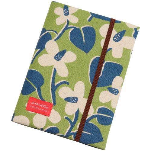 [JHANDS] お薬手帳カードケース 「ナチュラル ハーブ リーフ」 緑 コンパクト 綿80% 麻20% 布製 日本製..