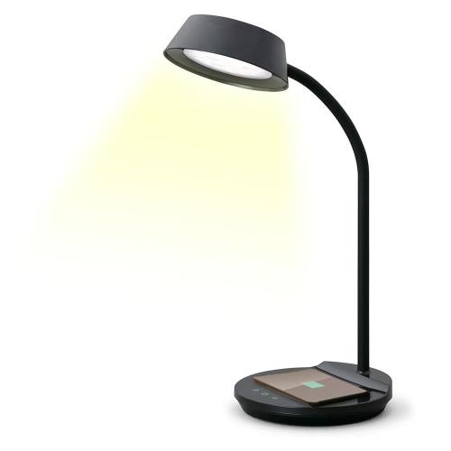 アイリスオーヤマ(IRIS OHYAMA) 節電対策 目に優しい デスクライト 置くだけ充電 Qiワイヤレス充電 USB給電ポート付 調色3段階 調光無段階 高演色性 LDL-QFDL-B ブラック