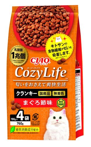 チャオ (CIAO) Cozy Life (コージーライフ) クランキー まぐろ節味 190g×4袋 猫用 ドライフード