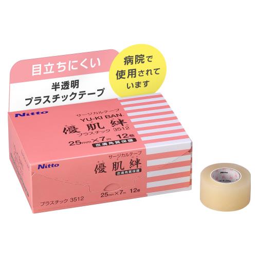 ニトムズ 優肌絆 プラスチック 25mm×7m 12巻入 (品番3512) 肌にやさしい かぶれにくい 手できれいに切..