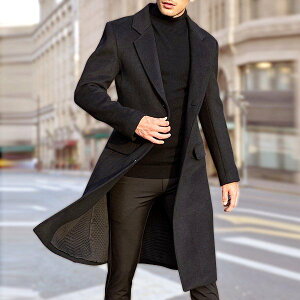 チェスターコート ジャケット メンズ アウター 黒 グレー ビジネス 通勤 ロング シンプル 手厚い 大きいサイズ 冬 秋 紳士服 20代 30代 40代 カシミヤ ウール