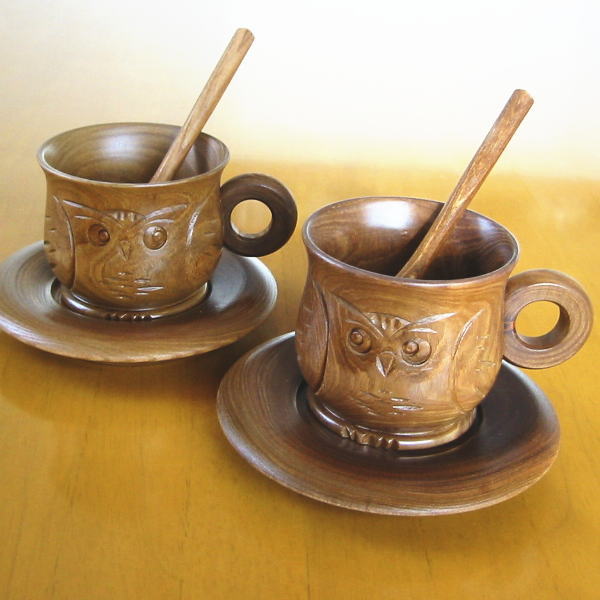 えんじゅの木 ふくろうデザインのコーヒーカップ